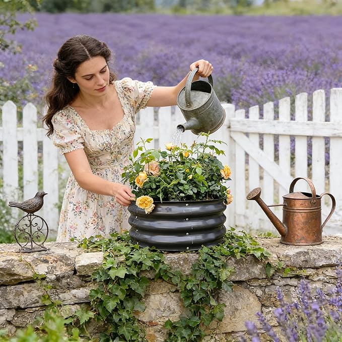 GARDMAX 2x2x1FT Galvanized Round Raised Garden Bed Kit, Metal Planter Boxes - Image 9