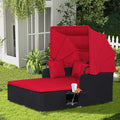 COSTWAY Outdoor Daybed with Retractable Canopy, Wicker Patio Furniture Set with by COSTWAY