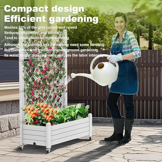 Raised Garden Bed with Trellis, 21 Gallon Self Watering Planter Box with - Image 4