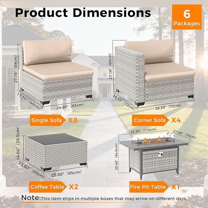 12-Seat Modern Outdoor Wicker Rattan Patio Furniture Set - Image 3
