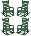 SERWALL Outdoor Rocking Chair Set of 4, Oversized HDPE Patio Rocking Chair by SERWALL