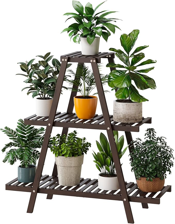 Plant Stand Indoor, Outdoor bamboo Plant Rack by Furshus