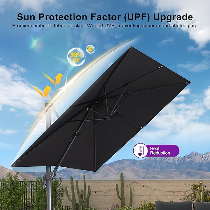PURPLE LEAF 9' X 11.5' Rectangle Cantilever Umbrella - Image 8