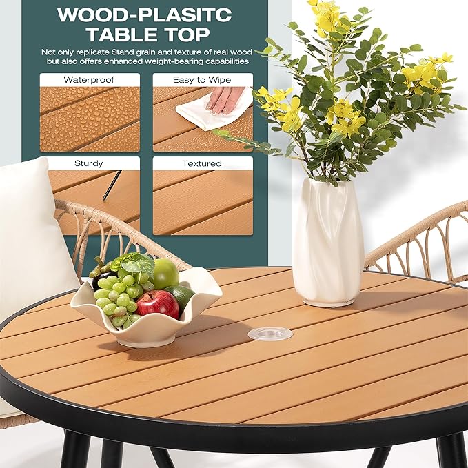Pamapic 5-Piece Outdoor Dining Set, All-Weather PE Rattan Outdoor Furniture Set - Image 6
