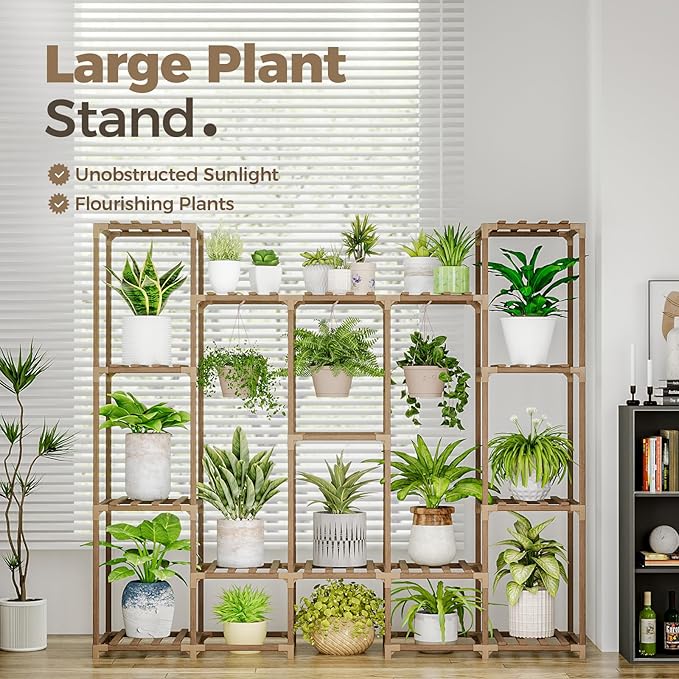 Bamworld Large Plant Stand Indoor Outdoor Hanging Shelf - Image 2