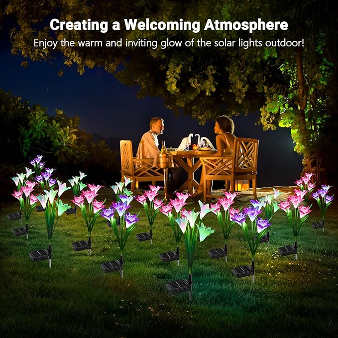 WdtPro Solar Outdoor Lights Garden Decorative 10 Pack, Waterproof Solar Garden - Image 7