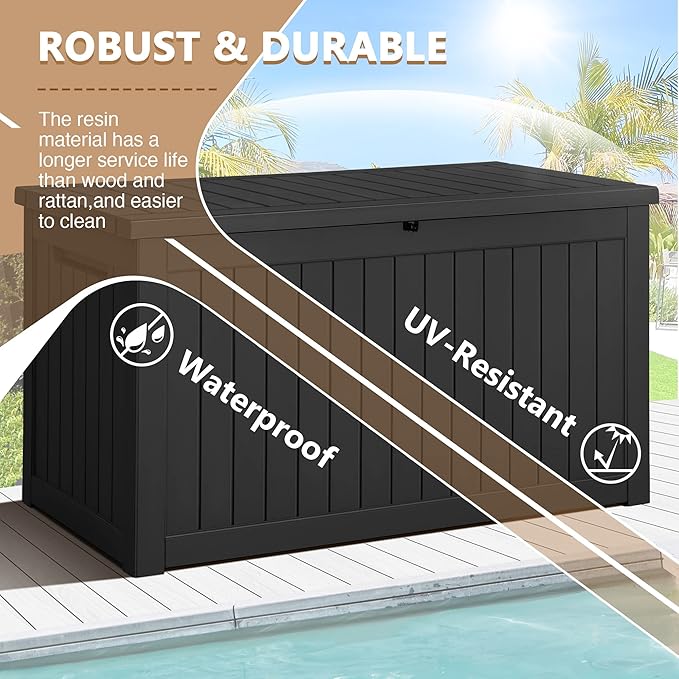 Devoko XXL 230 Gallon Resin Large Deck Box Waterproof Outdoor Storage Box - Image 5