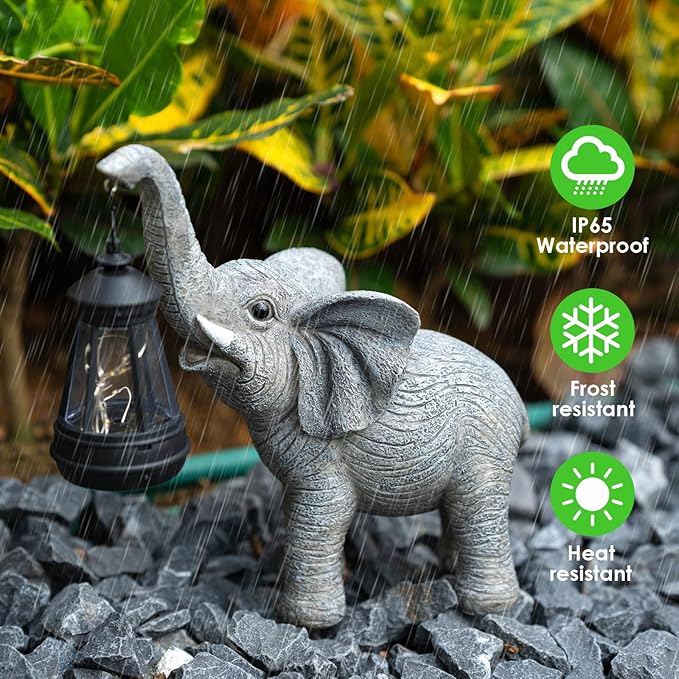 Solar Garden Statue Lights Elephants Figurine - Image 7