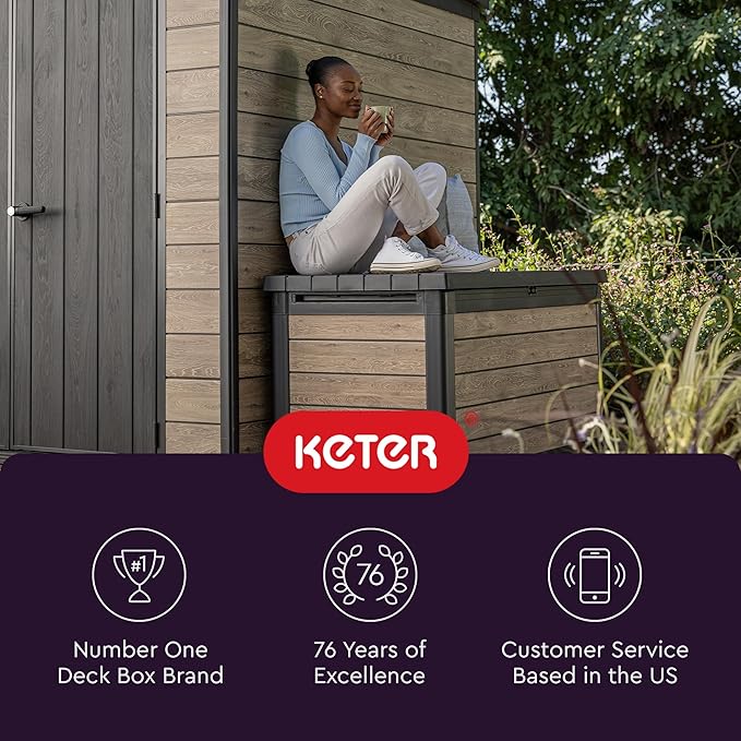 Keter Signature Collection 150 Gallon Resin Deck Box Organization and Storage - Image 11