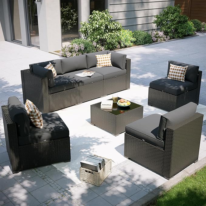 Aoxun Patio Furniture Set, 7 Piece Outdoor Sectional Sofas by Aoxun
