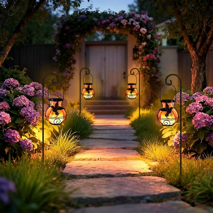 Solar Lanterns Outdoor Waterproof Flickering Flame Lights Hummingbird Metal - Image 7