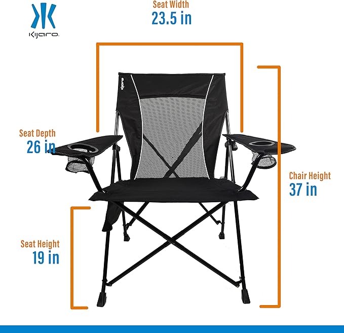 Kijaro Foldable Camping Chair, Vik Black - Image 3