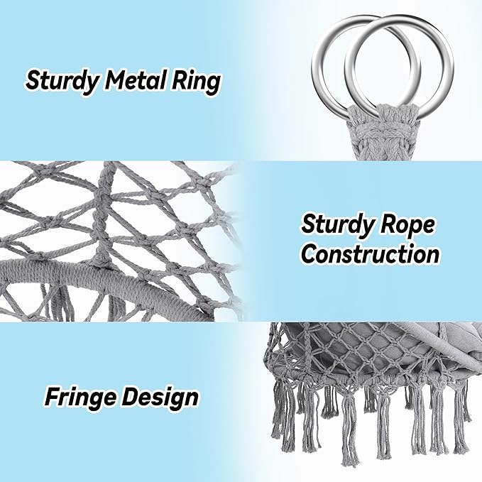 Macrame Hammock Hanging Swinging Chair - Image 3