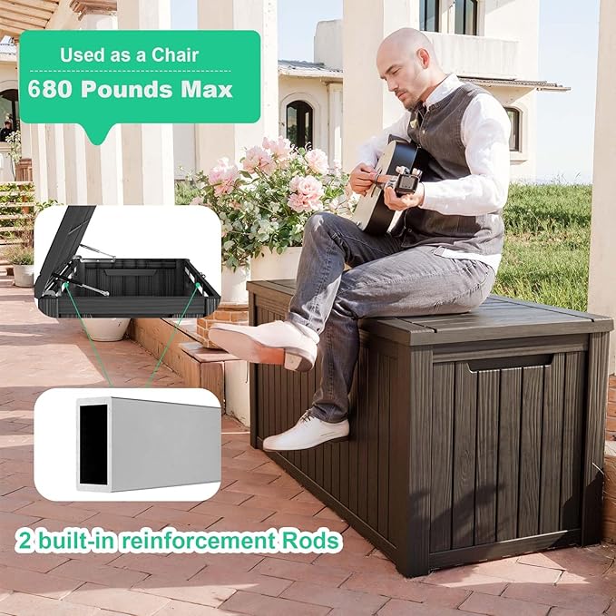200 Gallon Outdoor Deck Box, Lockable Waterproof Outdoor Storage Boxes - Image 2
