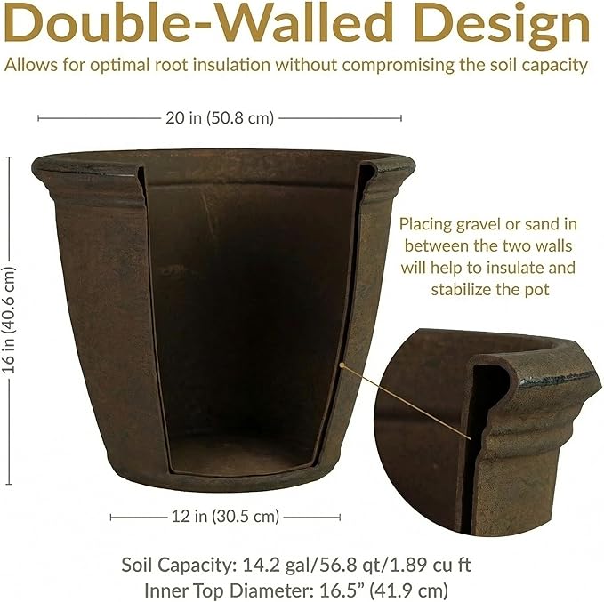Sunnydaze 20-Inch Anjelica Large Plastic Pot - Image 6