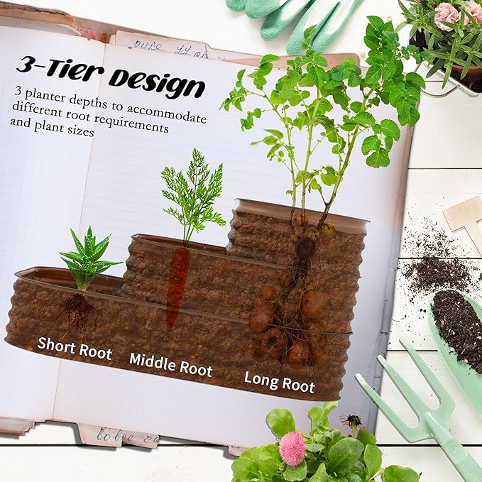 Outsunny 3-Tier Galvanized Steel Raised Garden Bed Kit, 62.25" x 43" x 32.25" - Image 3