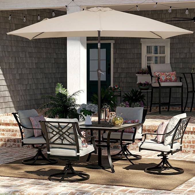 JEAREY 6.5x10 ft Rectangular Patio Umbrellas Rectangle Outdoor Umbrella - Image 4