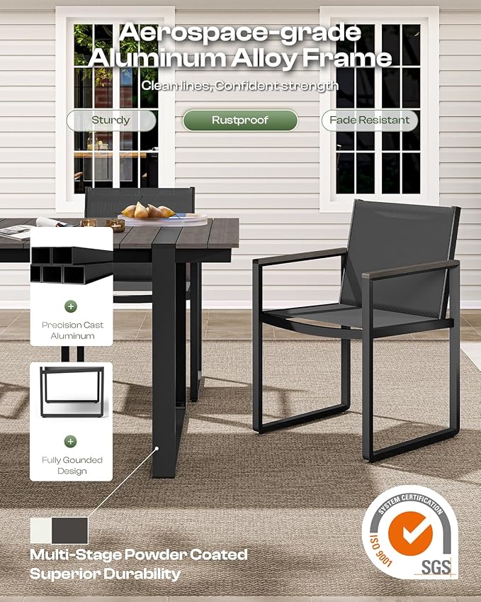 Outdoor Dining Table for 6, HDPS+ Aluminum Patio Dning Table - Image 4