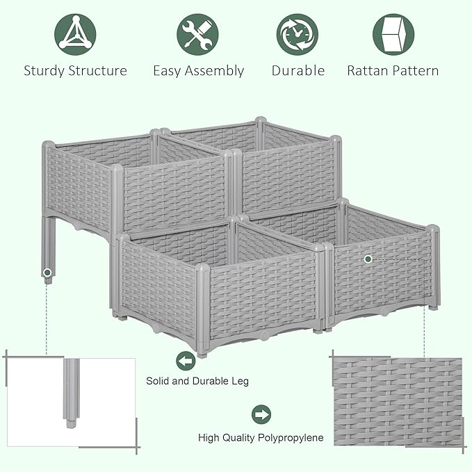 Outsunny 4 Piece Raised Garden Bed - Image 3