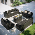 Aoxun Patio Furniture Set with Fire Pit Table, 12 Piece Outdoor Sectional Sofas by Aoxun