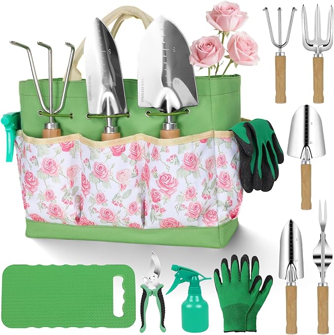 Garden Tool Set, 10 Piece Garden Kit, Heavy Duty Stainless Steel Gardening Hand - Image 9