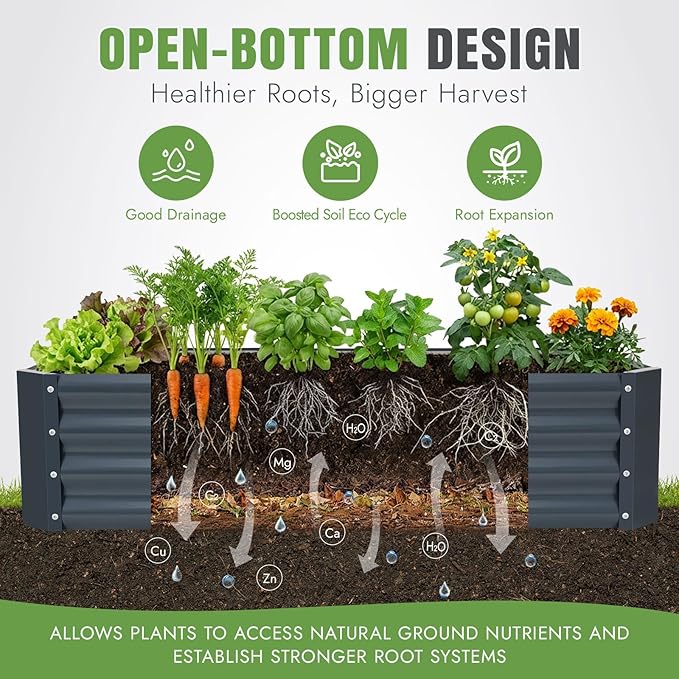INNO STAGE 4×2×1ft Galvanized Raised Garden Bed Kit, Galvanized Planter Raised - Image 8