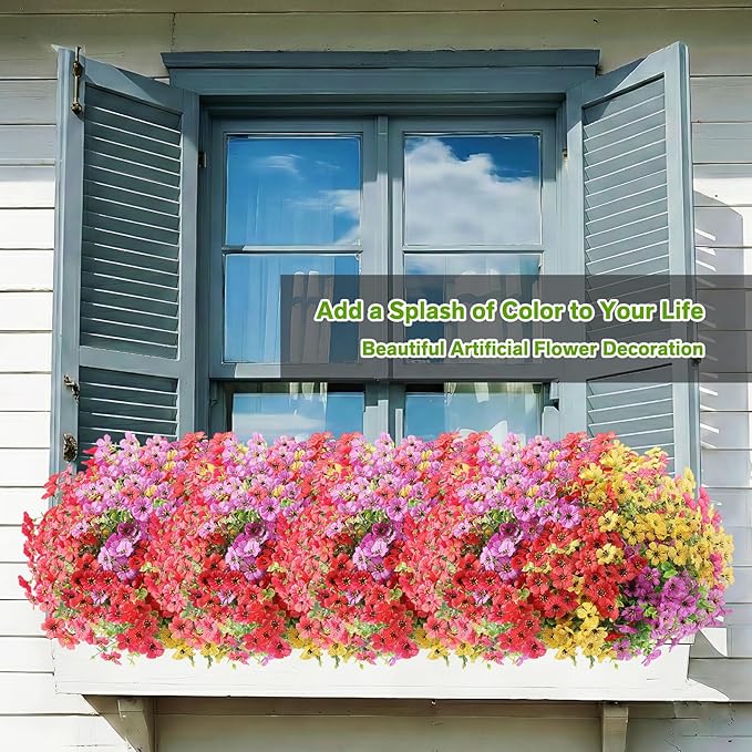 Artificial Flowers for Outdoor, Silk Flowers No Fade Fake Plastic Flowers Faux - Image 7