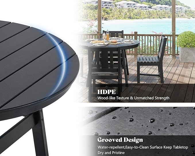AMERLIFE 5 Piece HDPE Outdoor Dining Table & Chairs Set, All-Weather Patio - Image 5
