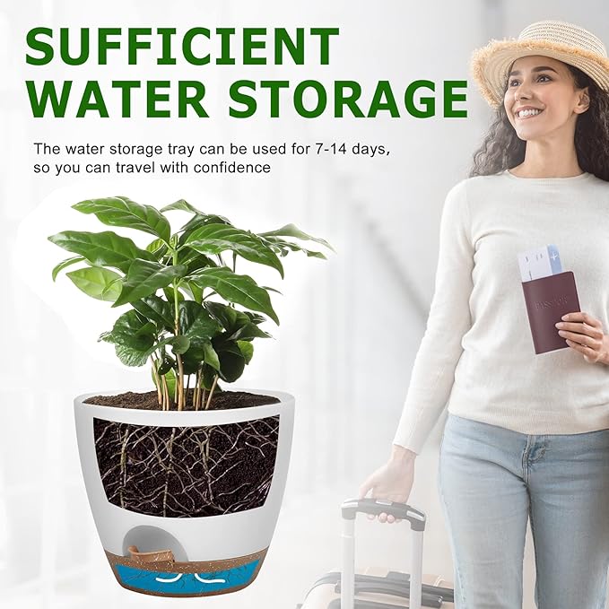 Plant Pots 12/10/9 Inch Self Watering Pots, Plastic Flower Pots, Nursery - Image 5