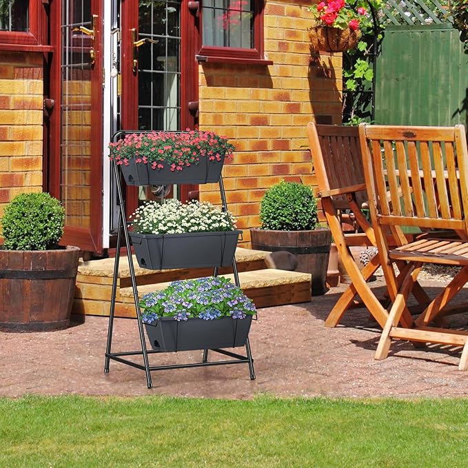 Vertical Garden Planter 3 Tier Raised Garden Bed Herb Planter Outdoor Standing - Image 6