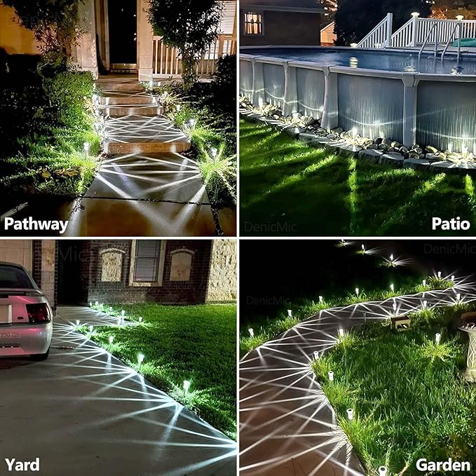 DenicMic Solar Lights Outdoor 10 Pack Waterproof 6000K Cold White LED Stainless - Image 4