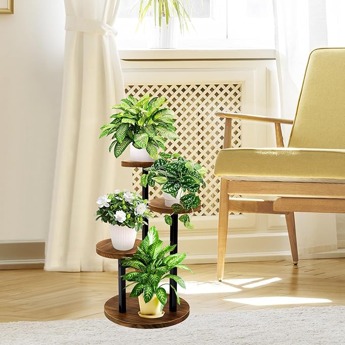GEEBOBO 3 Tier Plant Stand Indoor, Metal Wood Plant Stands - Image 7