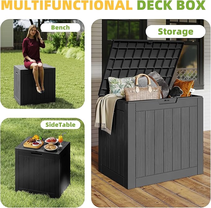 35 Gallon Resin Deck Box with Lockable Latch, Waterproof UV-Resistant - Image 6