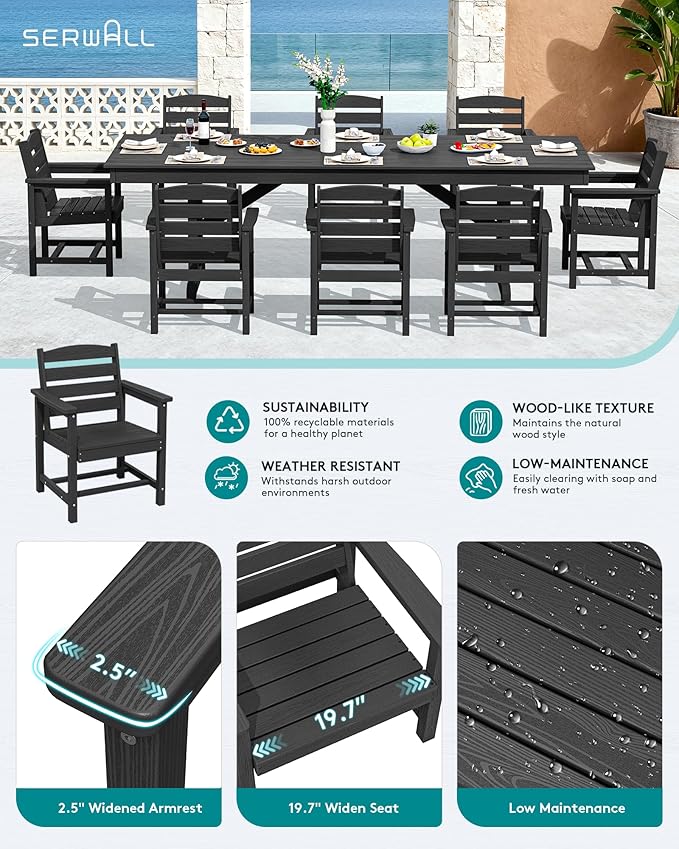 SERWALL 9 Piece Outdoor Dining Set - Image 3