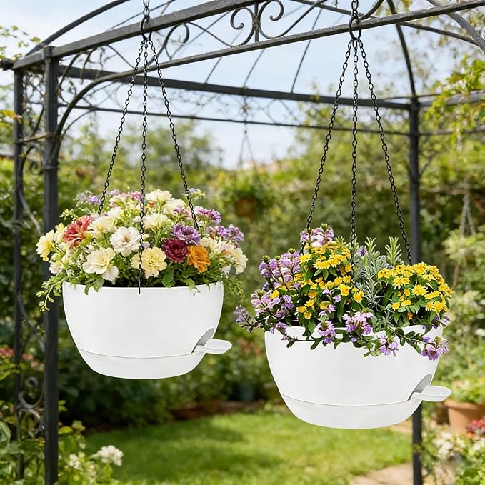 2 Pack 12 Inch Self Watering Hanging Planters - Image 2
