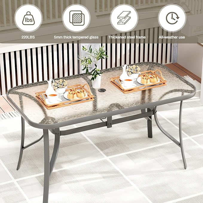 TLSUNNY Patio Outdoor Table W/ 1.69″ Umbrella Hole, Outdoor Metal Furniture - Image 4