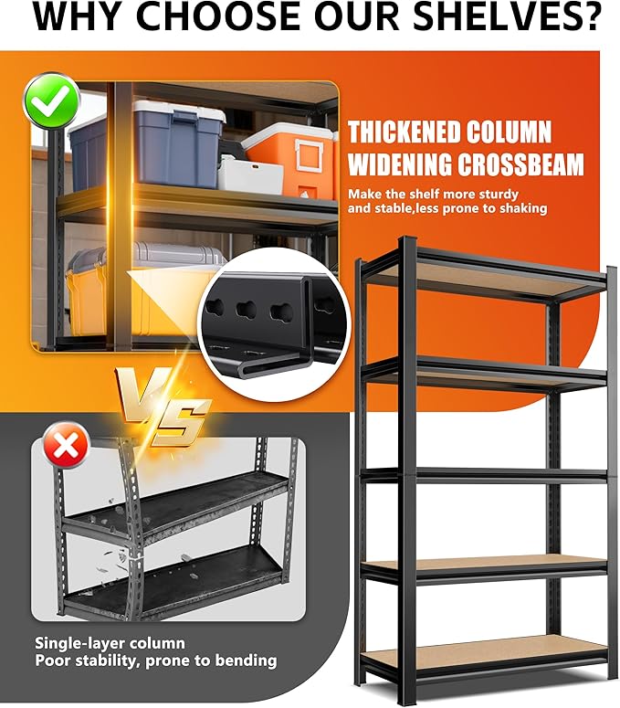 AOAORRG Garage Shelving Heavy Duty Storage Shelves, Metal Adjustable Shelving - Image 5