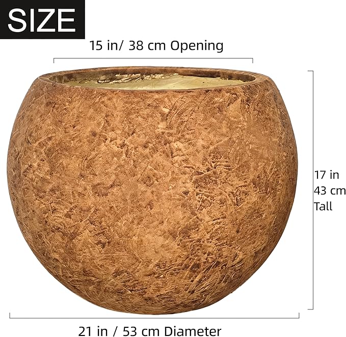 17 H x 21" Dia Round Fiberstone Planter - Image 2