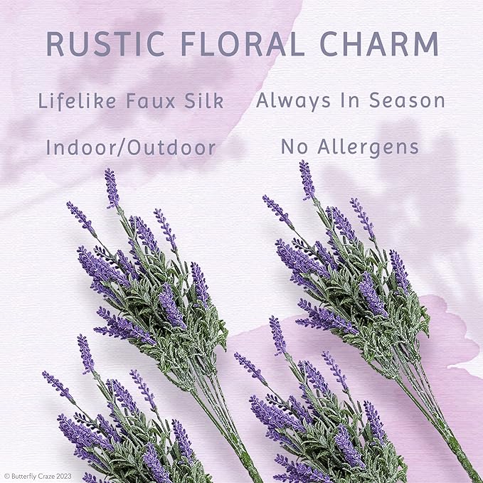 Butterfly Craze Lavender Artificial Flower Stems - Image 4