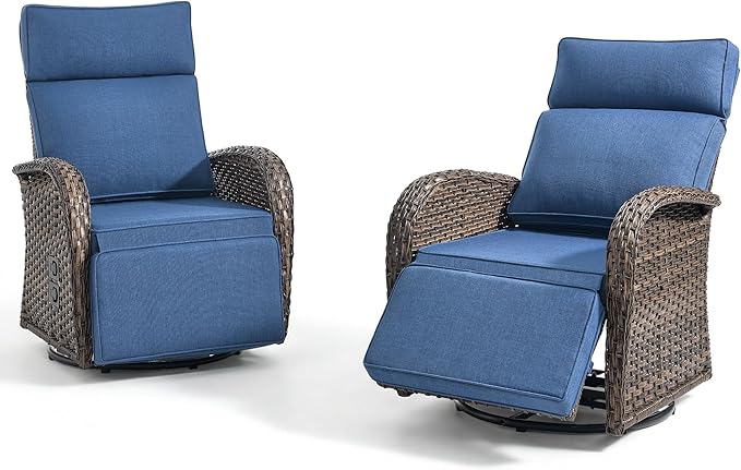Zero Gravity Patio Swivel Rocking Recliner Chairs Set of 2 - Image 7