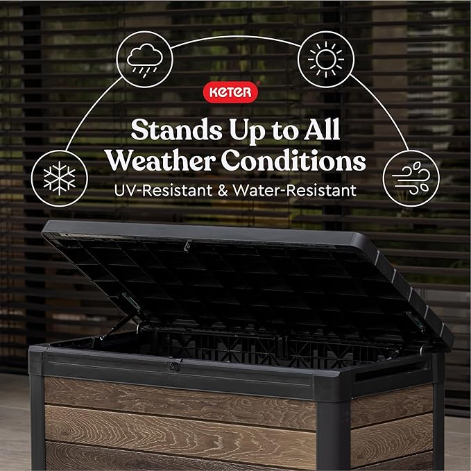 Keter Walnut 100 Gallon Resin Deck Box-Organization and Storage - Image 3