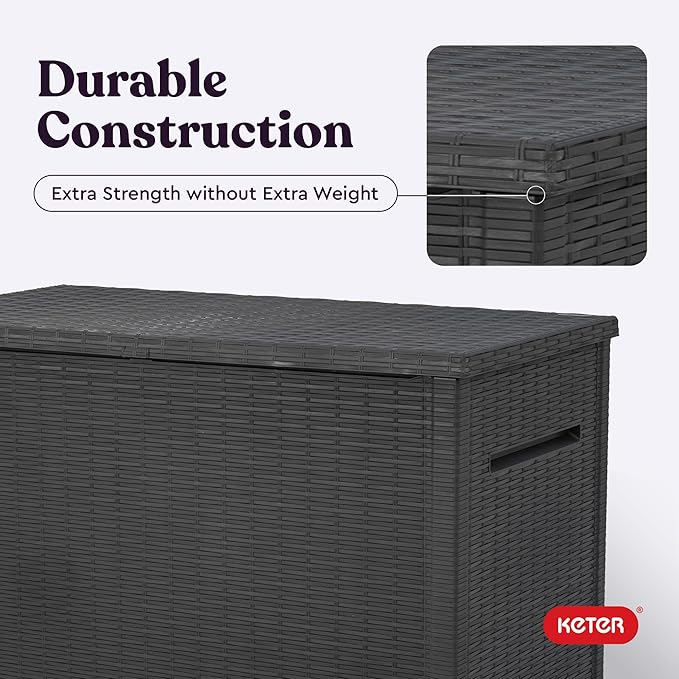 Keter Java XXL 230 Gallon Resin Rattan Look Large Outdoor Storage Deck Box - Image 8