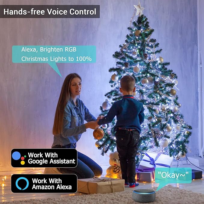 Brizled Smart Color Changing Christmas Lights, 66ft 200LED WiFi String Lights - Image 2