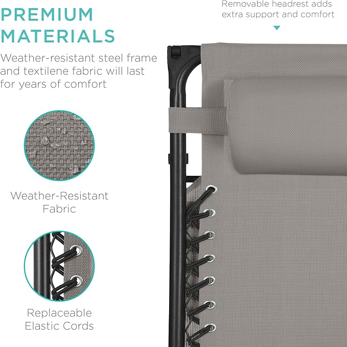 Best Choice Products 30” Wide Folding Zero Gravity Outdoor Recliner Patio - Image 7