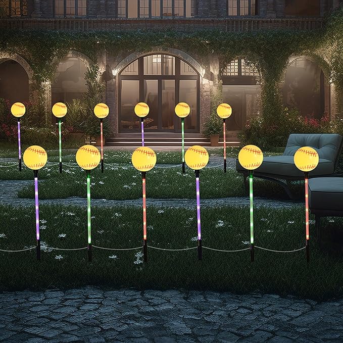 Solar Lights Outdoor, Baseball Theme LED Stake Light - Image 2