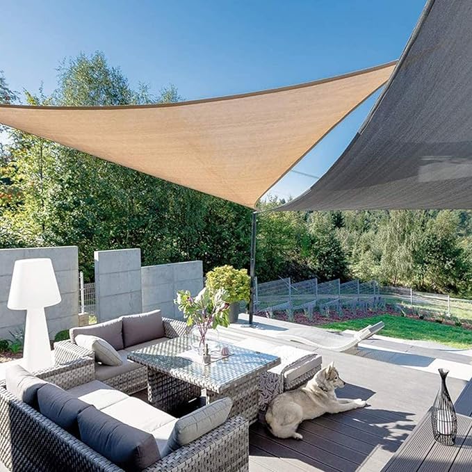 SUNLAX Sun Shade Sail 10' x 10' x 10' Sand Triangle Canopy Sail Shade Cover UV - Image 4
