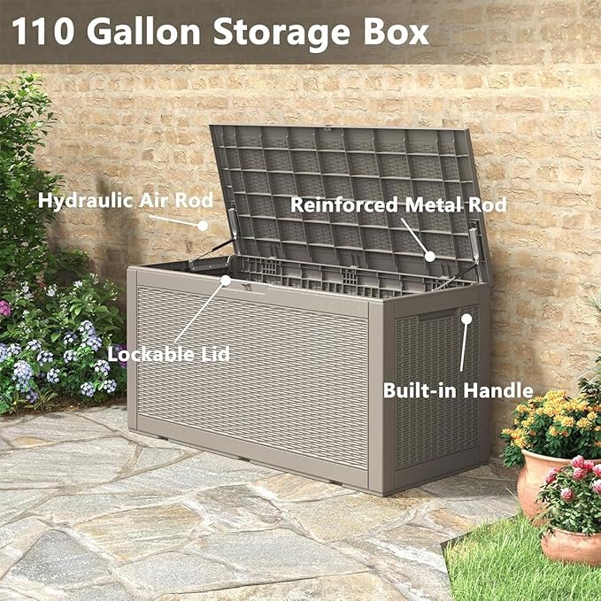 Outdoor Storage Box, Resin Deck Boxes Indoor and outdoor, Waterproof Storage - Image 3