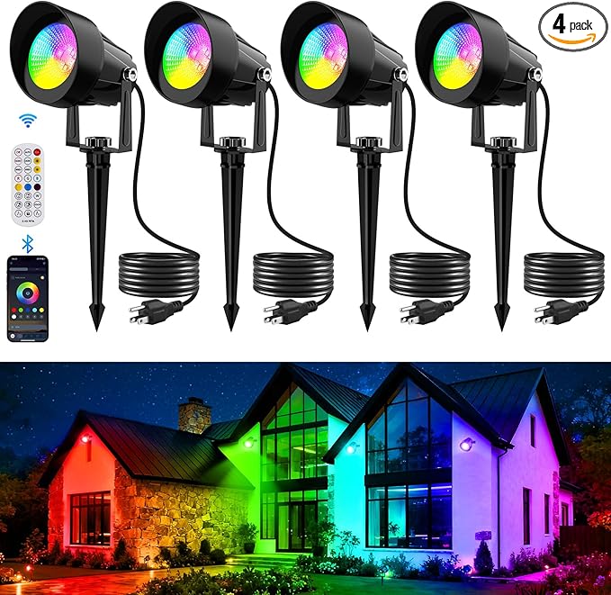 RGB Color Changing Spotlights Outdoor, LED Landscape Lighting by TSUNESLUX