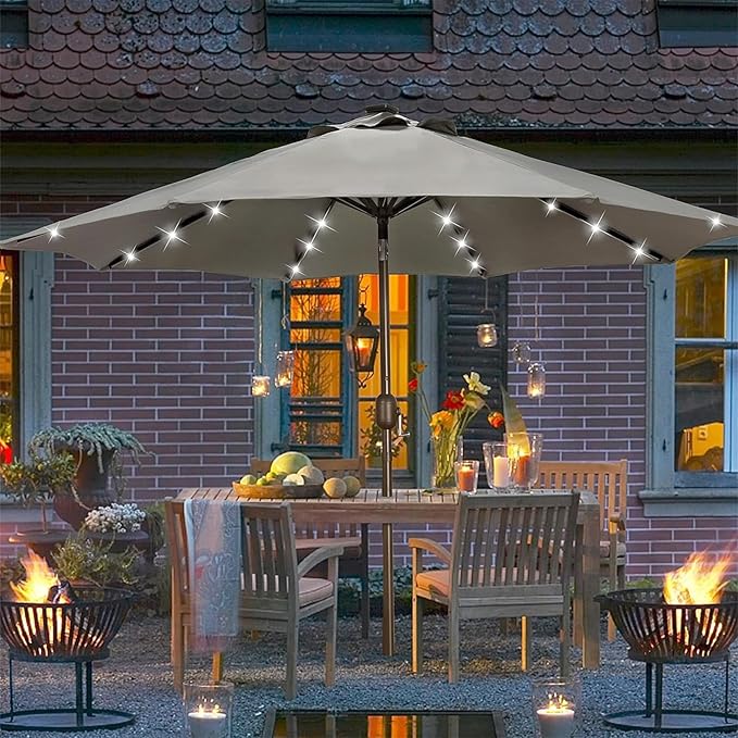 Blissun 9 ft Solar Umbrella, 32 LED Lighted Patio Umbrella, Table Market - Image 7