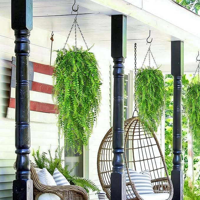 Waipfaru 4Pcs Fake Ferns Fake Hanging Plants Artificial Ferns - Image 2